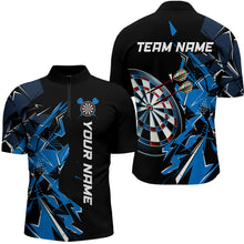 Load image into Gallery viewer, Black White Quarter-Zip Shirt Custom Name Patriotic Darts Shirt For Men Dart Jerseys | Blue - Purple - Red  YYD0067