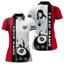Load image into Gallery viewer, Ball 8 Grunge Ink Style Billiard Polo Shirts For Women Custom Name Billiard Shirt Colors YYD0069