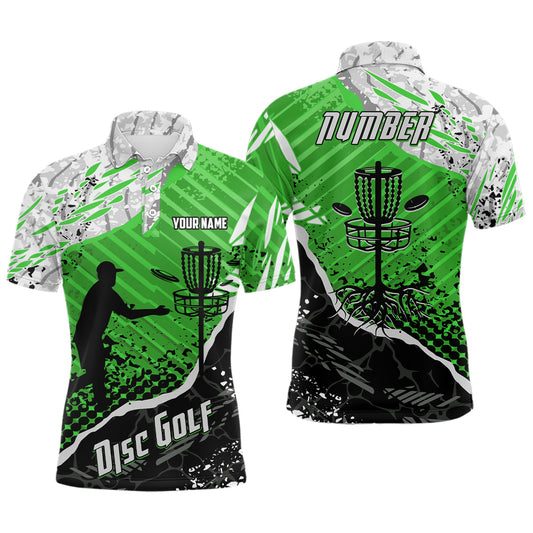 Disc Golf Abstract Grunge Mens Disc Golf Polo Shirt Custom Name And Number Disc Golf Gifts For Men YYD0036