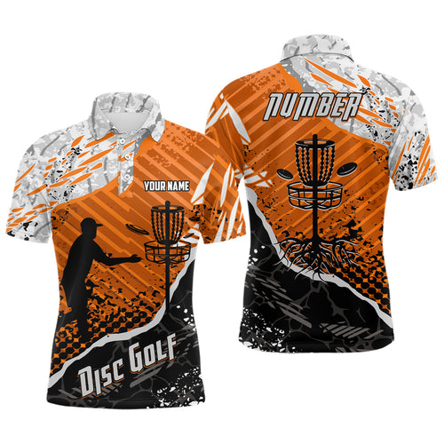 Disc Golf Abstract Grunge Mens Disc Golf Polo Shirt Custom Name And Number Disc Golf Gifts For Men YYD0037