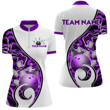 Load image into Gallery viewer, Custom Bowling Team Women Quarter-Zip Shirts - Personalized Abstract Bowling Jersey YYD0079