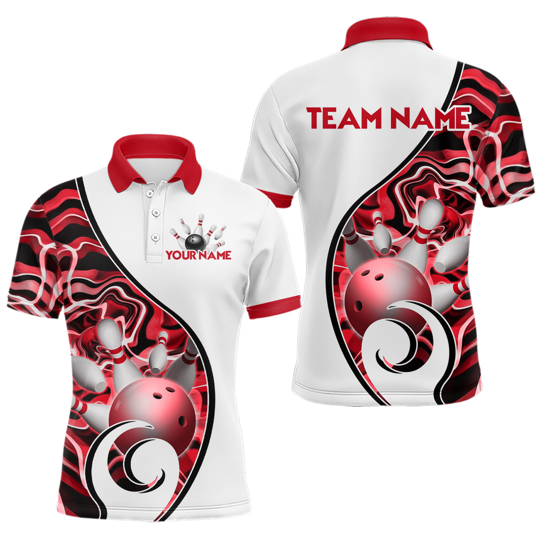 Custom Bowling Team Polo Shirts for Men - Personalized Abstract Bowling Jersey YYD0079