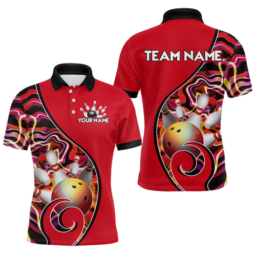Custom Bowling Team Polo Shirts for Men - Personalized Abstract Colors Bowling Jersey YYD0080