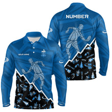 Load image into Gallery viewer, Pattern Color Mens Disc Golf Polo Shirt Custom Name &amp; Number | Blue, Green, Grey YYD0045