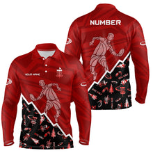 Load image into Gallery viewer, Pattern Color Mens Disc Golf Polo Shirt Custom Name &amp; Number | Pink, Purple, Red YYD0045