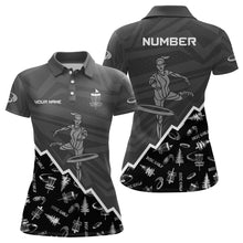 Load image into Gallery viewer, Pattern Color Womens Disc Golf Polo Shirt Custom Name &amp; Number | Blue, Green, Grey YYD0045