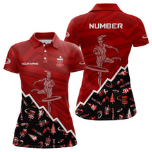 Load image into Gallery viewer, Pattern Color Womens Disc Golf Polo Shirt Custom Name &amp; Number | Pink, Purple, Red YYD0045