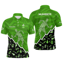 Load image into Gallery viewer, Pattern Color Mens Disc Golf Polo Shirt Custom Name &amp; Number | Blue, Green, Grey YYD0045