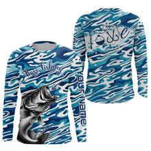 Load image into Gallery viewer, Bass Fishing Love Water Camouflage Customize Shirts For Men And Women Personalized Fishing Gift | Blue YYD0049