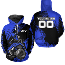 Load image into Gallery viewer, Blue Custom ATV Motocross Hoodie for Men Women Quad Shirt ATV Riding Hoodie MHATV22