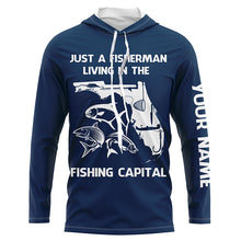 Load image into Gallery viewer, Fisherman living in the Fishing Capital UV protection custom name fishing shirts A32