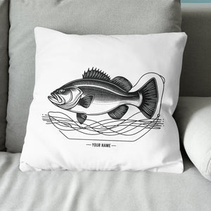 Bass fishing nets bass fish line drawing pillow gift for fisherman A63