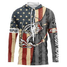 Load image into Gallery viewer, Bass fishing tattoo America Flag UV protection fishing shirt fishing jersey for fisherman A18