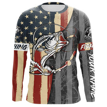 Load image into Gallery viewer, Bass fishing tattoo America Flag UV protection fishing shirt fishing jersey for fisherman A18