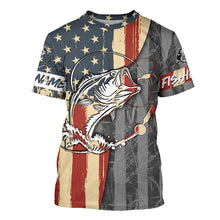 Load image into Gallery viewer, Bass fishing tattoo America Flag UV protection fishing shirt fishing jersey for fisherman A18