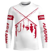 Load image into Gallery viewer, Personalized Alabama fishing rod flag UV protection custom name fishing shirt A70