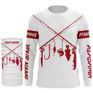 Personalized Alabama fishing rod flag UV protection custom name fishing shirt A70