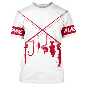 Personalized Alabama fishing rod flag UV protection custom name fishing shirt A70