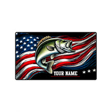 Load image into Gallery viewer, USA flag bass fishing personalized custom name desk mat