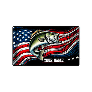 USA flag bass fishing personalized custom name desk mat