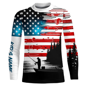 USA flag long sleeve fishing shirt UV protection personalized fishing shirt A71