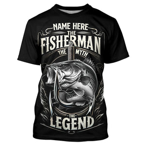 The Fisherman, The Myth, The Legend - Bass Fishing UV Protection Performance Shirt A65