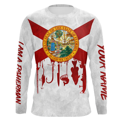 Florida flag UV protection I am a fisherman fishing shirt A24