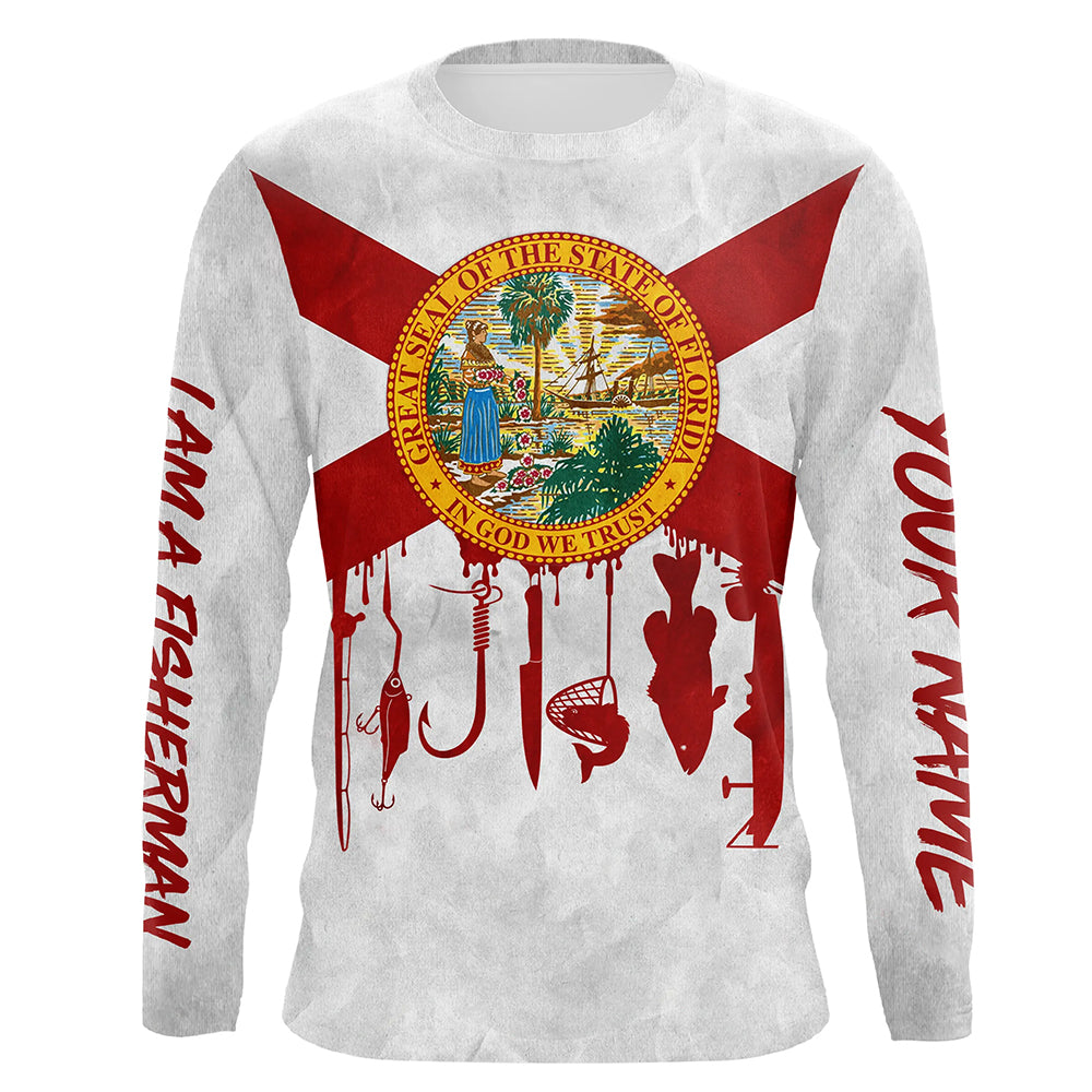 Florida flag UV protection I am a fisherman fishing shirt A24