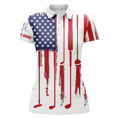 Personalized different types of golf clubs golf polos shirt for men and women American flag A40