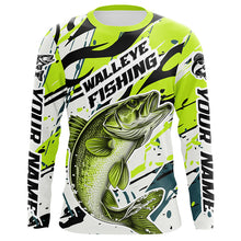 Load image into Gallery viewer, Personalized Walleye Fishing Jerseys, Walleye Fishing Camo Long Sleeve Fishing Shirts | Green IPHW6032