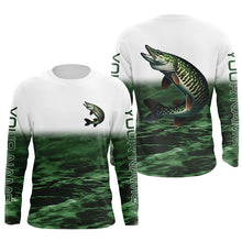 Load image into Gallery viewer, Musky Fishing Custom Long Sleeve Tournament Shirts, Performance Muskie Fishing Jerseys | Green IPHW6301