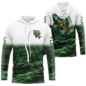 Bluegill Fishing Custom Long Sleeve Tournament Shirts, Performance Bluegill Fishing Jerseys | Green IPHW6303