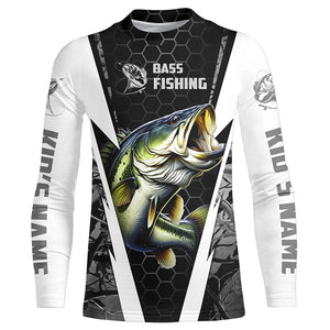 Personalized Bass Fishing jerseys, Bass Fishing Long Sleeve Fishing tournament shirts | gray camo IPHW3679