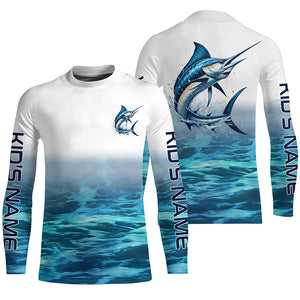Marlin Fishing Custom Long Sleeve Performance Fishing Shirts, Marlin Saltwater Fishing Shirt IPHW6325