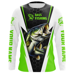 Custom Largemouth Bass Fishing Jerseys, Bass Tournament Long Sleeve Fishing Shirts | Green IPHW3800