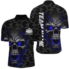 Load image into Gallery viewer, Custom Blue Skull Bowling Polo Shirts For Men, Bowling Pattern Bowling Team Jerseys IPHW5235