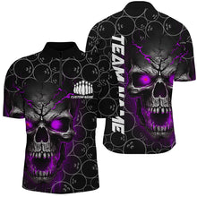 Load image into Gallery viewer, Custom Purple Skull Bowling Polo Shirts For Men, Bowling Pattern Bowling Team Jerseys IPHW5237