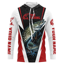 Load image into Gallery viewer, Custom Northern Pike Fishing Jerseys, Pike Long Sleeve Performance Fishing Shirts | Red IPHW6069