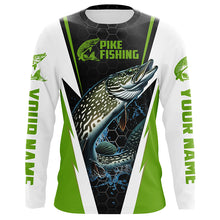 Load image into Gallery viewer, Custom Northern Pike Fishing Jerseys, Pike Long Sleeve Performance Fishing Shirts | Green IPHW6070
