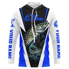 Load image into Gallery viewer, Custom Northern Pike Fishing Jerseys, Pike Long Sleeve Performance Fishing Shirts | Blue IPHW6071