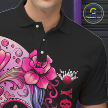 Load image into Gallery viewer, Pink Sugar Skull Tattoo Custom Unisex Team Bowling Polo Shirts, Halloween Team Bowling Jerseys IPHW5243