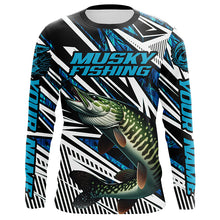 Load image into Gallery viewer, Musky Fishing Custom Long Sleeve Tournament Shirts, Blue Grass Camo Musky Fishing Jerseys IPHW6088