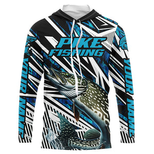 Pike Fishing Custom Long Sleeve Shirts, Blue Camo Pike Tournament Fishing Jerseys For Men And Women IPHW6089