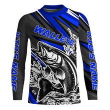 Load image into Gallery viewer, Personalized Walleye Fishing Jerseys, Walleye Fishing Long Sleeve Tournament Fishing Shirts | Blue IPHW5788