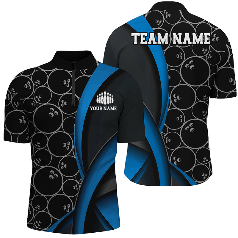 Custom Blue Bowling Team Shirts For Men And Women, Bowling Ball Tournament Jerseys IPHW6499