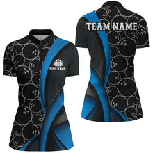 Load image into Gallery viewer, Custom Blue Bowling Team Shirts For Women, Bowling Ball Tournament Jerseys IPHW6499
