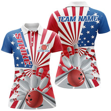 Load image into Gallery viewer, Custom Strike Bowling Shirts For Women, Patriotic Bowling Tournament Team Shirt IPHW6519