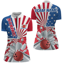 Load image into Gallery viewer, Custom Strike Bowling Shirts For Women, Patriotic Bowling Tournament Team Shirt IPHW6519