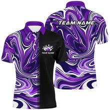 Load image into Gallery viewer, Custom Purple Bowling Polo / Quarter-Zip Shirts For Team, Unisex Bowling Jerseys For Bowlers IPHW6174