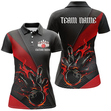 Load image into Gallery viewer, Black And Red Custom Name Bowling Tournament Jerseys For Women, Bowling Team Shirts IPHW6185